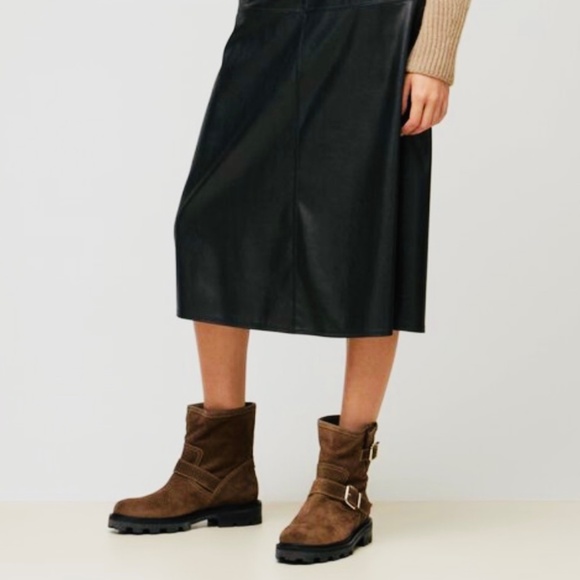 Jimmy Choo Leather Beige Clay Pull On Flat Ankle Suede Corduroy Buckle Boots - Picture 2 of 13